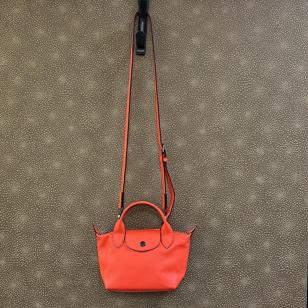 SOLD 🔥🔥🔥Longchamp LE PLIAGE XS Orange Leather Crossbody Bag - Picture 13 of 16